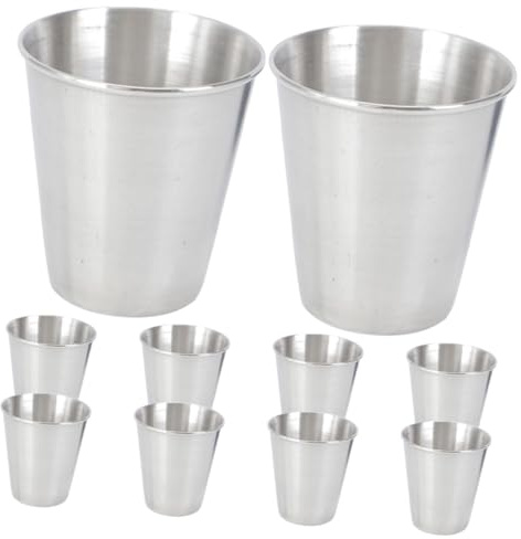 Healifty Lot De 10 Tasses Inox Empilables Gobelet Vin Chaud Et Tasse D’Eau Multifonction Pour Eau Lait Jus Thé Chaud Ou Froid Camping Cuisine Et Maison