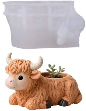 Byuexhp Silikonform mit Kuh-Motiv, Motiv Frühlings-Bauernhof, Kuh-Form – Form 3D, länglich, niedlich, Garten, Halloween, Rasen, Schule, Hof, Weihnachten