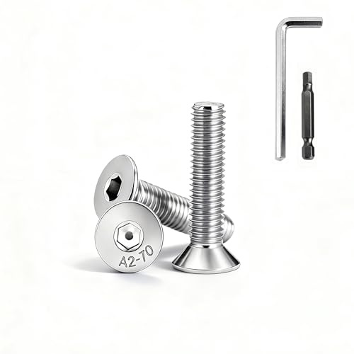 NZNSML 100 Stück Senkkopfschrauben M4 x 16 mm Senkkopfschrauben Edelstahl M4 Senkkopf Edelstahlschrauben Innensechskant Vollgewinde Schrauben für Möbel Maschine Ausrüstung Reparieren
