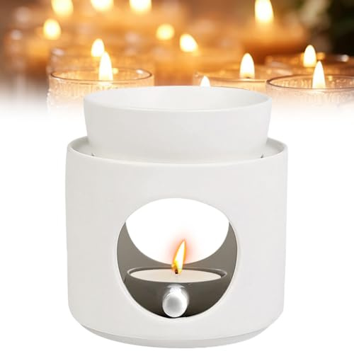 FARYODI Doftlampa för eteriska oljor, doftlampa av keramik med värmeljushållare, arommalampa med ljussked, doftlampa, värmeljus, rökelsestövlar, för doftvax och doftolja (snöglas)