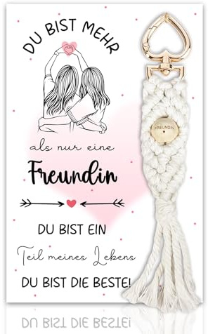 GluckGeschenk Geschenk Freundin, Schlüsselanhänger mit Karte, Beste Freundin Geschenke Geburtstag Weihnachten Freundschaftstag Glücksbringer