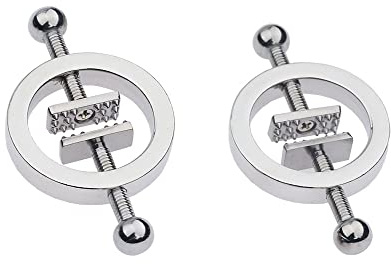 Pinze rotonde per capezzoli in acciaio inox – Set di clip regolabili a forma circolare per uomini e donne, stimolatore in metallo con design a vite, ideale per giochi di piacere e stimolazione