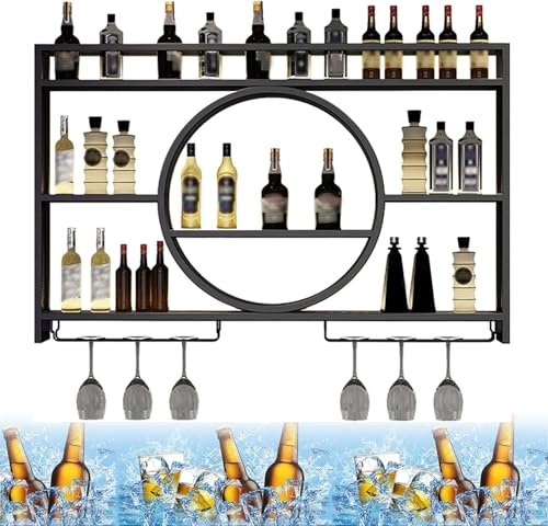 Väggmonterat vinställ för hem- eller bar kylskåpshylla ingår, perfekt för flaskdisplay och matsal (100 x 15 x 80 cm)