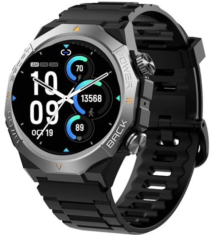 Ddidbi Militaire Montre Connectée Homme Femme avec Appel Bluetooth, Noir Profond