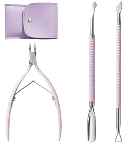 Cortador profesional de cutículas y empujador de uñas, herramienta de cuidado de uñas con resorte para manicura, pedicura, belleza en casa/salón de belleza, herramientas de manicura