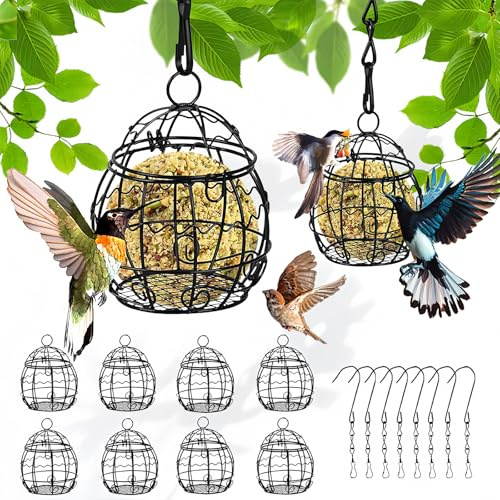 8 Stück Meisenknödelhalter, 7cm Meißenknödelhalter Vogelfutterstation | Futterspender Vögel, Metall Vogelfutterspender, Wildvögel zum Aufhängen, mit S-Förmigen HakenV für Wildvögel Garten