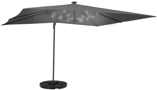 IDMarket - Parasol déporté inclinable rotatif 360 CALVI LED gris 3x4 M