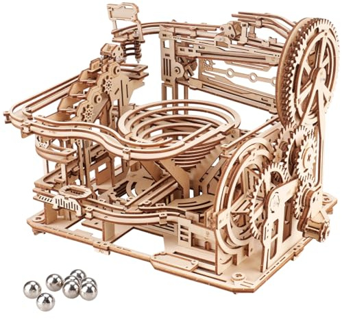 YunBey 3D-Holzpuzzle Murmelbahn – mechanischer Modellbausatz | 445 Teile, DIY-Set, lasergeschnittenes Holz, ohne Kleber, mechanische Murmelbahn, Geschenk für Erwachsene & Jugendliche.