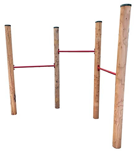 Spielplatz Reck Set Gym III aus Lärchenholz – 3-Fach Turnreck mit höhenverstellbaren Reckstangen – Outdoor Kinder Turngerät Garten, Schule & Kindergarten – DIN EN 1176 Zertifiziert