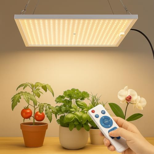 100W LED Pflanzenlampe mit Fernbedienung, Dimmbare Grow Light mit Timer, Full Spectrum & IR, 540 LEDs, 14500 Lumen, 3 Lichtmodi für Zimmerpflanzen, Anzucht, Blüte & Indoor-Garten (42x30cm Panel)