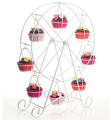 Melidoo 8er Muffin Riesenrad Karusell Ständer Muffinrad Halter | drehbar, weiß, metall | Ideal für Kindergeburtstag, Hochzeit, Taufe, Geburtstag, Baby Shower, Candy Bar, als Geschenk