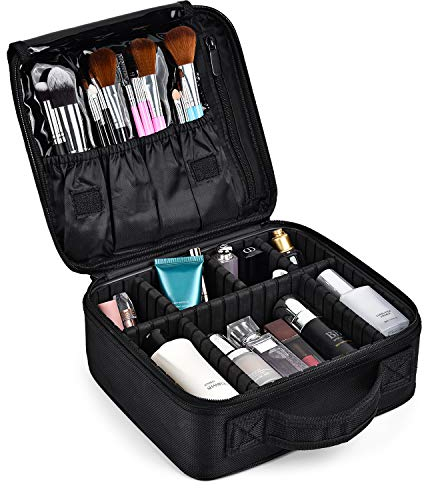 Kosmetiktasche Klein Damen Portable Reise Kosmetikkoffer Make Up Tasche Professionelle Schminkkoffer Makeup Organizer Schminktasche Beauty Case Wasserdicht Artist Train mit Einstellbaren Teiler