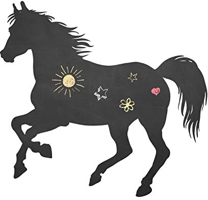 007 Pferd 2 - selbstklebende Tafelfolie/Kreidefolie inkl. 3 Stück Kreide - Größe: 900 x 850 mm - Kinderzimmer Wanddeko