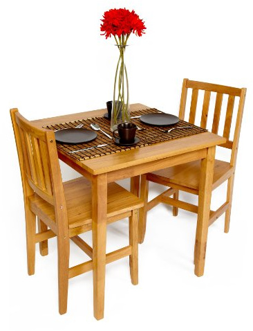 Lancaster solid rubberwood small table and chairs bistro set