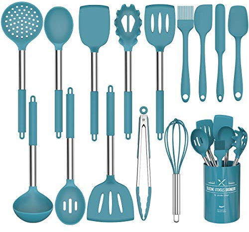 Umiten Chef Küchenutensilien-Set, 15-teilig, Silikon, Marineblau