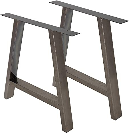 ECD Germany 2x Tischbeine A-Form A-Design, 70x72,5 cm, Dunkelgrau, aus pulverbeschichtetem Stahl, Industriedesign, Metall Tischkufen Tischuntergestell Tischgestell Möbelfüße, für Esstisch Schreibtisch