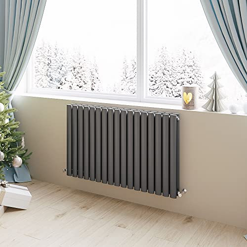 Horizontal Radiator Oval Column Designer Central Heating Rad 600x1003mm Double Anthracite
