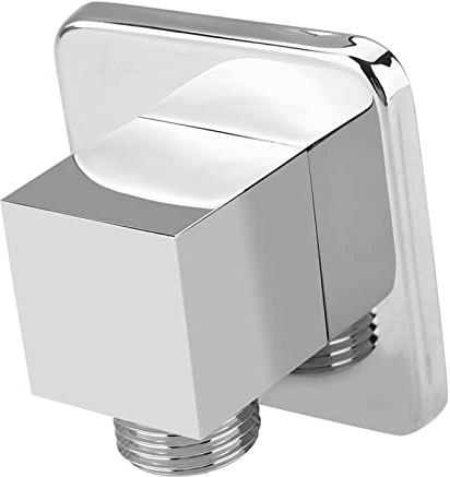 Gomito per Acqua a Parete, Gomito per Doccia a 90 Gradi, Connettore per Tubo Flessibile in Ottone Massiccio con Finitura Cromata Uscita Acqua con Valvola di Ritegno