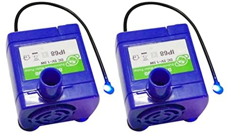 2 Pcs Cat Water Fountain Pump, Ultra Quiet Pet Cat Fountain Replacement Pump DR-DC160 Motor Long Lifespan Submersible Water Pump for Pet Drinking Fountain Cat Water Dispenser with USB Port