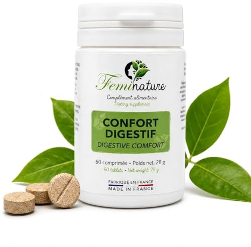 CONFORT DIGESTIF VEGAN – Ventre Plat – Ballonnement – Détox – Transit – Compatible Ferment Lactique - Pro biotique – 945 mg/jour – 60 Comprimés 100% Naturels Made in France - Exceldiet Pharma