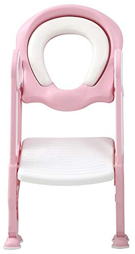 Sedile per WC per insegnare ai bambini a usare la toilette, con scaletta con ampio gradino antiscivolo, pieghevole, con morbido cuscino robusto, per bambini e bambine