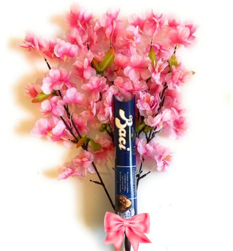 Baci Perugina Idee Regalo di Natale - Bouquet di Fior di Pesco + Tubo Baci Perugina da 87,5gr Classic Fondente Luisa - Confezione Regalo (ROSA)