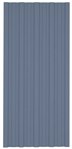 GuyAna Dachpaneele 12 STK. Verzinkter Stahl Grau 100x45 cm Wellplatten Dach Dachplatten Bleche FüR Dach Wellblechplatten FüR Dach