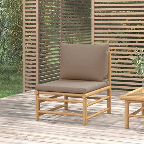 Festnight Lounge Sofa Gartensofa Mittelsofa Bambus Balkonmöbel Klein Balkon Lounge Sofa Outdoor Garten Loungemöbel Set Sitzgruppe Gartenmöbel Loungesofa Balkonlounge Balkonsofa