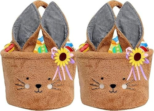 Osterkörbchen Osterkorb Kinder mit Henkel, Osterkörbchen Osterhasen, Osternester zum Befüllen, Ostertasche mit Ohren, Körbchen Ostern, Ostergeschenke Kinder Maedchen Junge Personalisierte Osterkorb