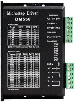 DM556 Schrittmotor Treiber, DC 20-50 V 5,6A -Digital Stepper Motor Driver, 42/57 Schrittmotortreiber Rauscharm 8 Stufen einstellbar mit Temperatur- und Überstromschutz