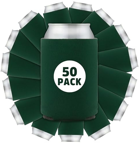50 Pcs Bulk Blank Collapsible Can Coolers - Perfect For Sublimation Printing, HTV, Screen Printing or DIY Crafts (Hunter Green)