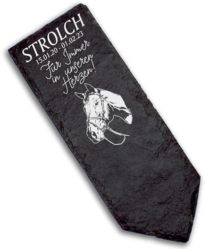 DEKOLANDO Grabstecker Grabschmuck Grabstein - American Quarter Horse Kopf - Personalisiert Grab Deko 22x8 Grabdekoration