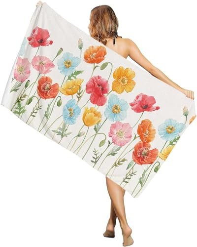 okoikfc 3D Strandtuch 90x180 cm Blumen Badetuch Groß Blumen Microfaser Handtücher Weich Schnell Trocknen Strandhandtuch Herren Frauen Badetücher, Strandtücher Strandlaken Handtuch A1166