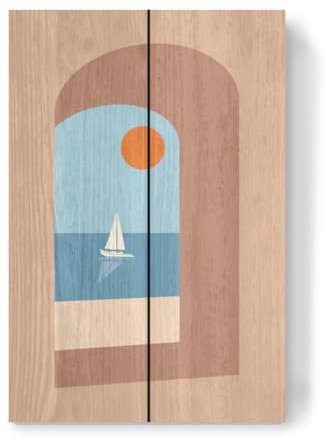 artboxONE Holzbild 30x20 cm Reise Sail Away - Ausblick aufs Meer von Künstler Piero Nigro