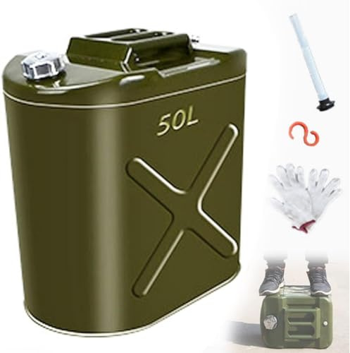 RRHCW Bidón De Gasolina,Barril De Gasolina De Acero Inoxidable 10L-60L Garrafa Gasolina Deposito Gasoil Lata De Gasolina Y Diésel En Metal Bidón De Combustible De Boquilla-50L