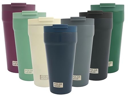 Polar Gear 470ml Coffee Cup Travel Mug, Insulated Coffee Cup w/Closure Lid | Reusable travel mug, leakproof screw-closure lid, durable 304 stainless steel, double-wall insulation for secure everyday use