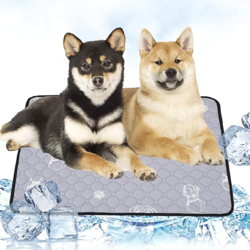 JSTHHTT Kühlmatte für Hunde, Selbstkühlende Hundematte, Hundedecke, Sommer Kühlkissen für Hunde und Katzen, Waschbares, für Drinnen, Draußen und Auto(Grau,60 * 45cm)
