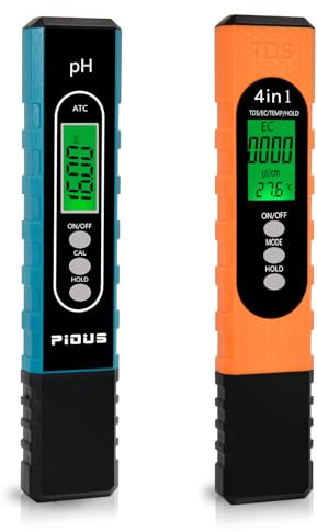 Pious ph metre, Testeur ph Piscine 4 en 1 TDS/EC/Temp, Haute Précision, Multifonction Test ph, Etalonnage Automatique et Régulation de Température avec écran LCD pour Hydroponie, Aquarium