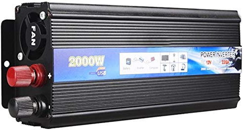 Convertisseur 12v 220v,Convertisseur Pur Sinus 2000W onduleur voiture 12v 220v Power Inverter DC à 12V AC 220V voiture convertisseur de tension avec chargeur USB de voiture for téléphone Tablet PC(12V