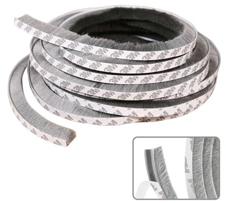HEOUCH 10m Bürstendichtung Selbstklebend, 9mm(B) X 9mm(D), Bürstendichtung Insektenschutz, Bürstendichtung Rolladen, Staub Und Lärmschutz, für Fenster, Rolladen, Schränke Usw
