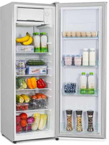 CURECURE Frigorifero con micro congelatore, capacità totale 138 l, raffreddamento 133 l, congelamento da 5 l, 4 ripiani in vetro con scomparto per verdure, controllo della temperatura, raffreddamento