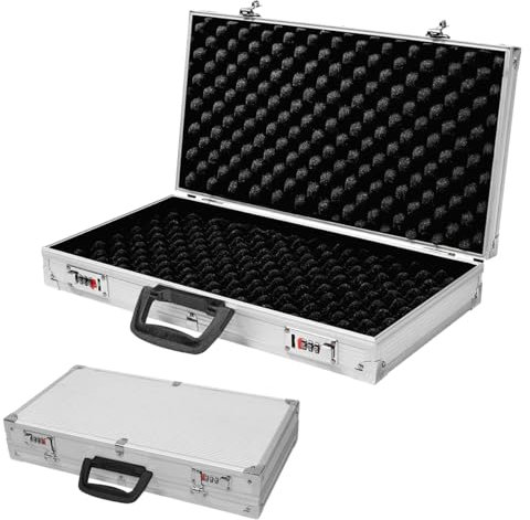 SOARS Alu Waffenkoffer, abschließbarer Pistolenkoffer mit Schaumstoff, Kurzwaffenkoffer mit Zahlenschloss, Griff, Jagdkoffer Pistolenkoffer Flintenkoffer 47 x 25 x 8,3cm