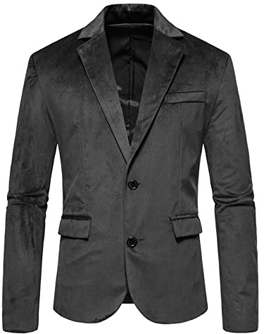 Giacca da uomo in velluto slim fit, tinta unita, giacca da cena con due bottoni, giacca da lavoro, giacca sportiva, per feste, balli, matrimoni, blazer casual a maniche lunghe, blazer con risvolto