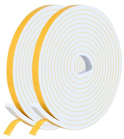 SIGANDG Guarnizione Finestra Autoadesiva, Nastro Autoadesivo in Schiuma, 2 Rotoli 10x6mm 10m, Alta Densità Neoprene Adesivo Isolamento Nastro Sigillante per Anti Freddo, Rumore e Collisione