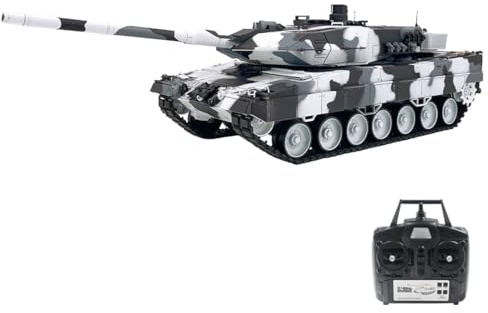 BAUBAUPLAY 1:16 Leopard 2 A6 Kampfpanzer Modellbau Panzer, 2.4G Deutscher Militär Panzer mit Raucheffekten und Sound, RC Spielzeug Modellbausatz für Militärfans und Erwachsene