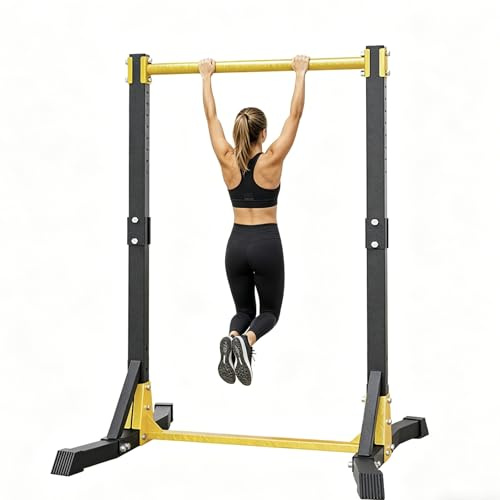 qorkhogr Barre de traction autoportante, station de barre de traction portable, barre sur pied pour salle de sport à domicile, station de traction de 181,4 kg avec réglage de 11 vitesses, noir