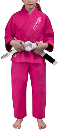 Hayabusa Essential Jiu Jitsu Gi Kids, Pearl Weave, Includes BJJ White Belt, IBJJF Compliant, Lightweight and Durable - Pink, Y4