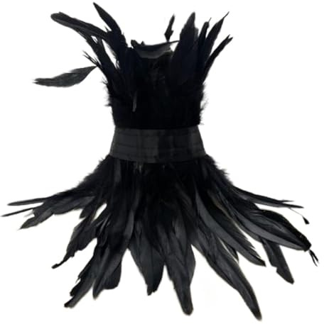 Blausky 1 Stück Gothic Feder Choker,Federschmuck Neck Wrap Kragen zur Federstola Halloween Kostüm Federhalsband Schalkragen Federkragen Federschal für Foto Requisite Cosplay Party,Schwarz