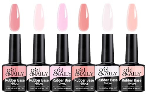 8-in-1 Builder Gel for Nails, 6 Colors Nude Pink Builder Nail Gel, Hard Gel Builder Nail Extension Gel in a Bottle for Nail Starter, Nail Strengthener for Thin Nails and Growth Gel