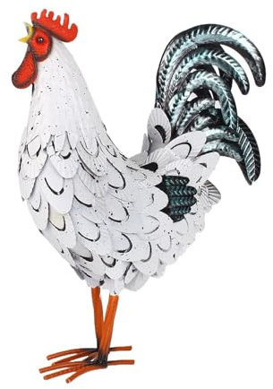 Eoixuqba Metal Chicken Decor,Rooster Garden Statues Yard Art - Lawn Ornaments Farmhouse Decor, Standing Animal for Backyard Patio Home Decorations